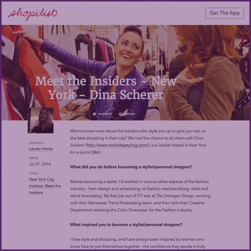 Shopilist Blog Stylist Profile Feature Article