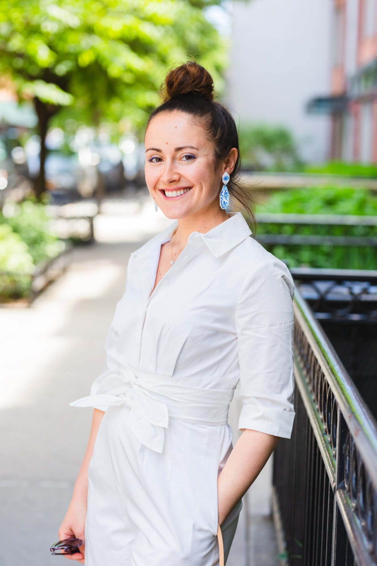 GMG White Jumpsuit Kingston Earrings LV Clutch Tory Burch Sandals Look by Modnitsa Styling