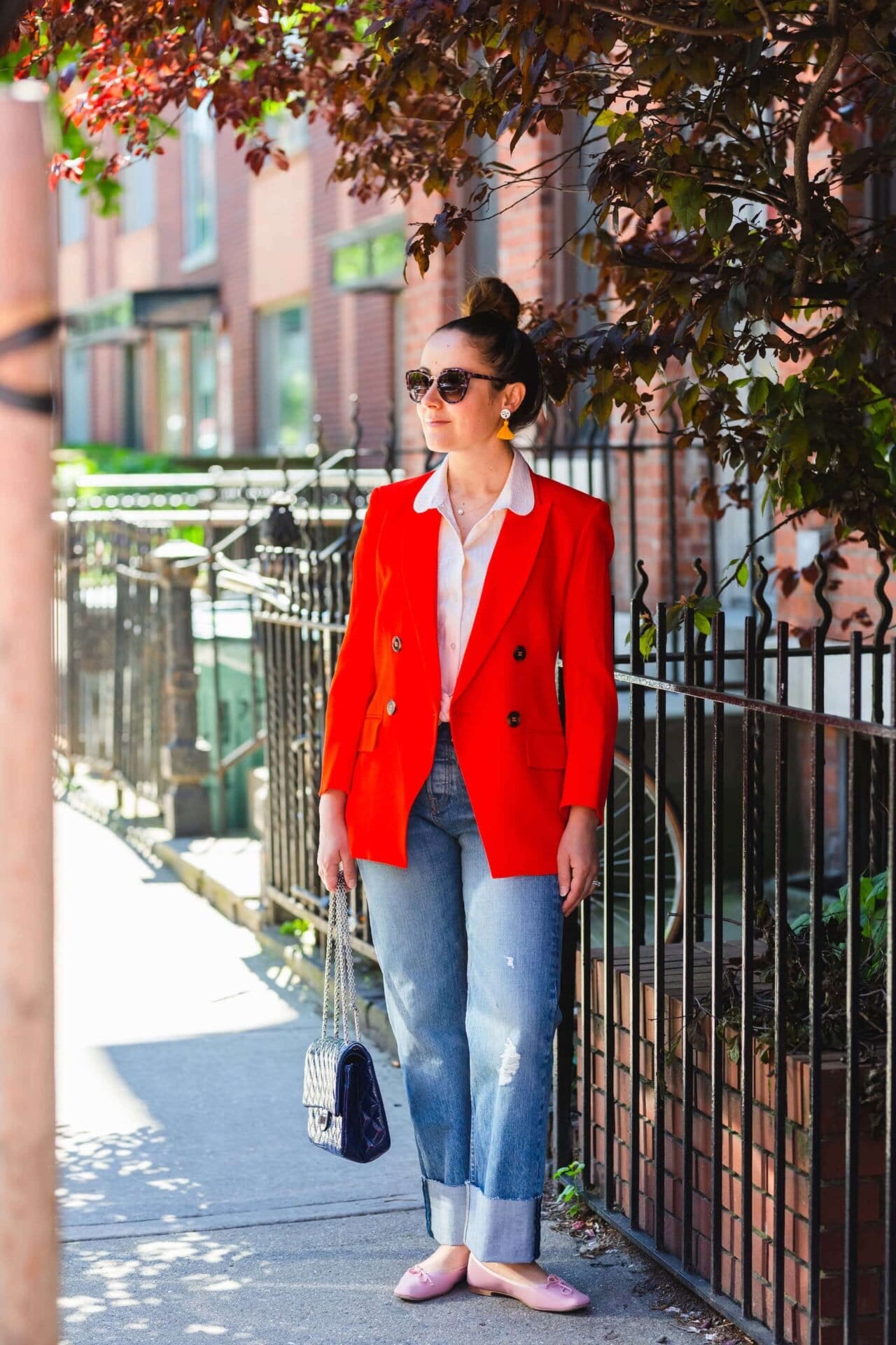 Veronica Beard Blazer Rag & Bone High Waisted Jeans Look by Modnitsa Styling