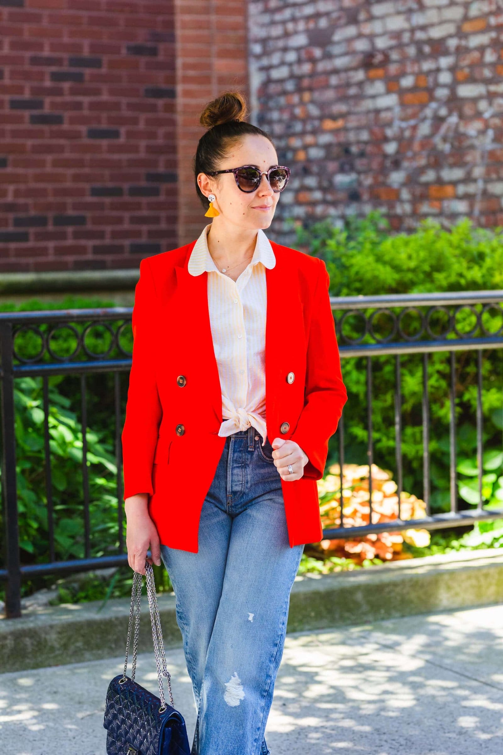 Veronica Beard Blazer Rag & Bone High Waisted Jeans Look by Modnitsa Styling