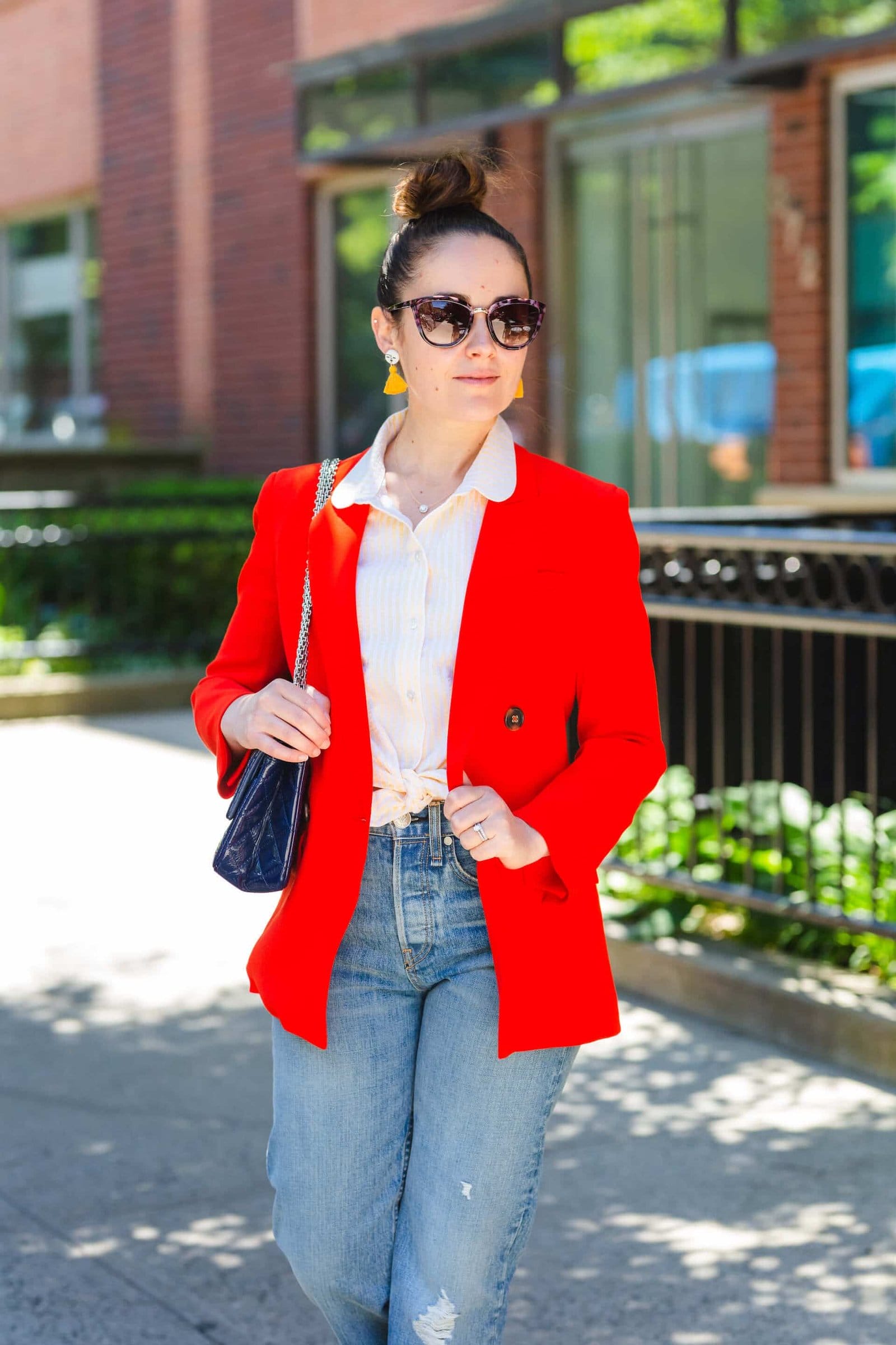 Veronica Beard Blazer Rag & Bone High Waisted Jeans Look by Modnitsa Styling