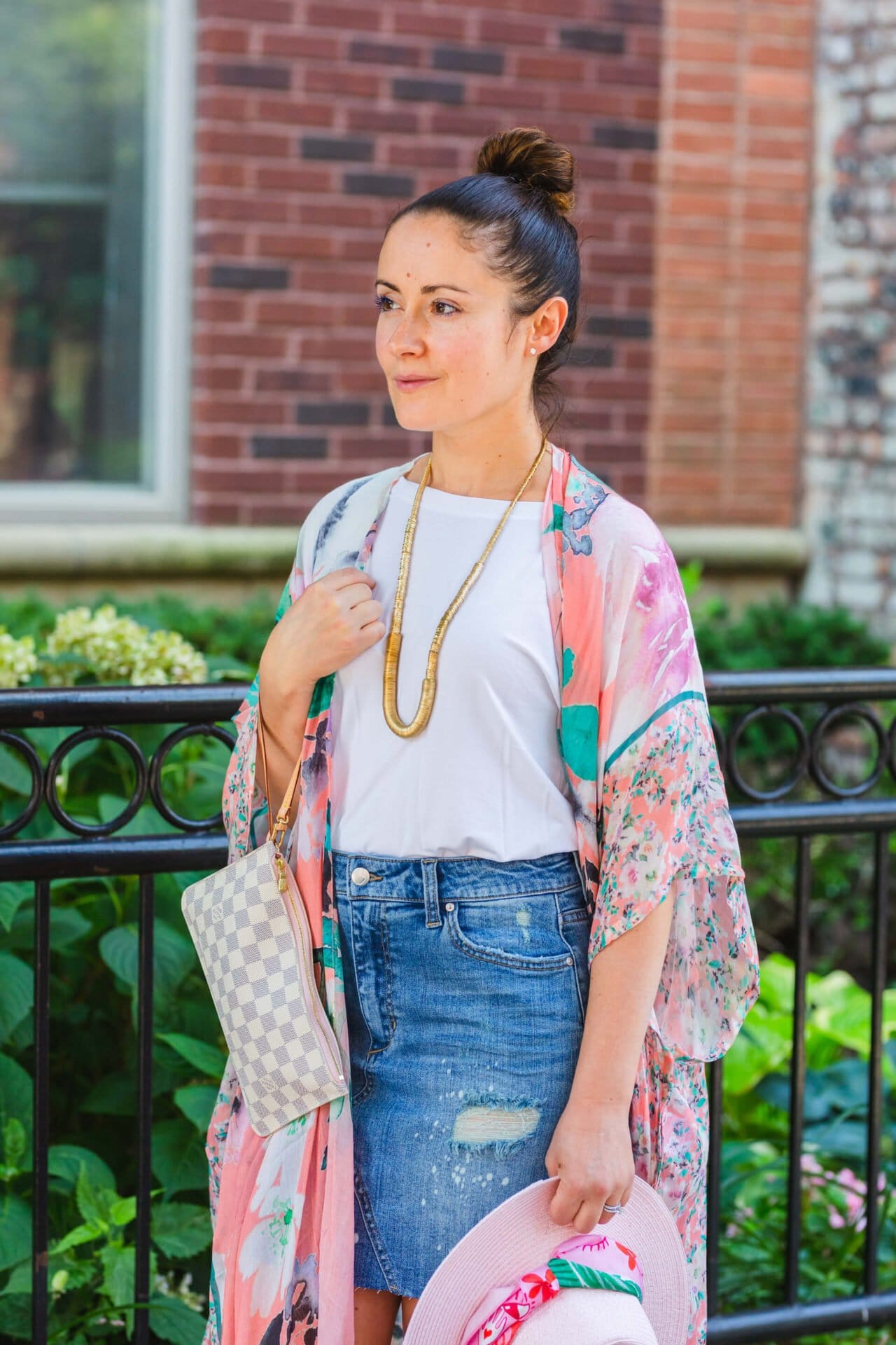 Joe's Jeans Denim Skirt Anthro Kimono Chloe Shoes Look by Modnitsa Styling