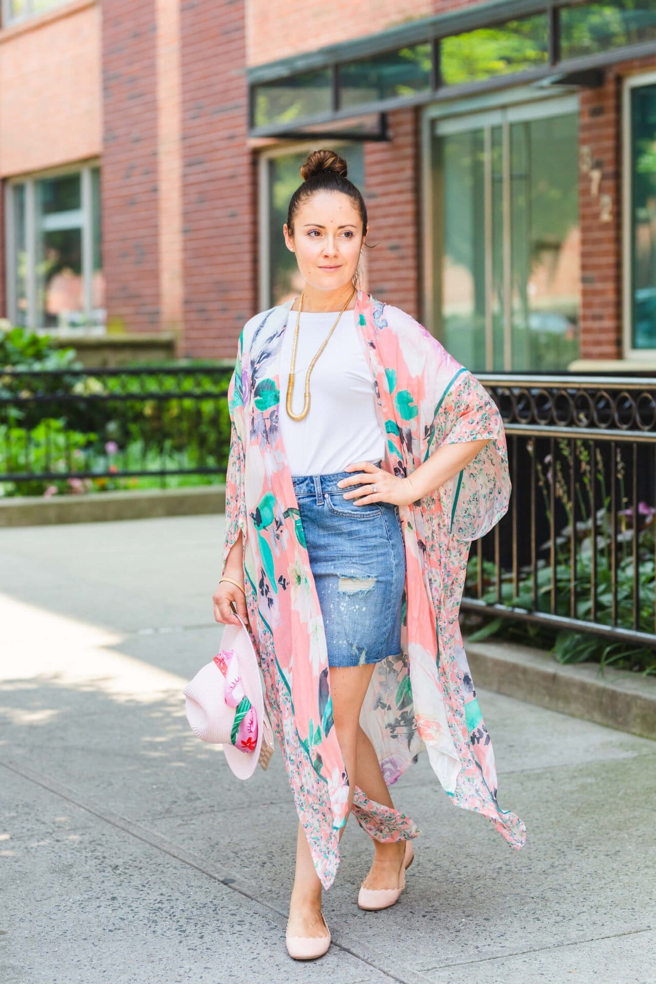 Joe's Jeans Denim Skirt Anthro Kimono Chloe Shoes Look by Modnitsa Styling