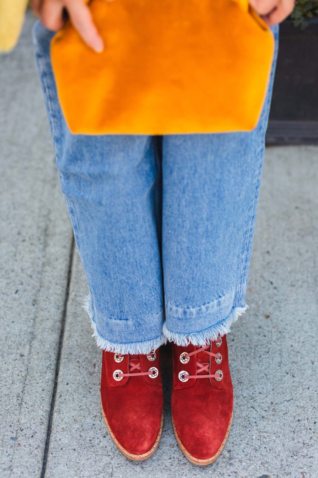 Rebecca Taylor Blouse Yellow Faux Fur Coat Rag & Bone Jeans Look by Modnitsa Styling