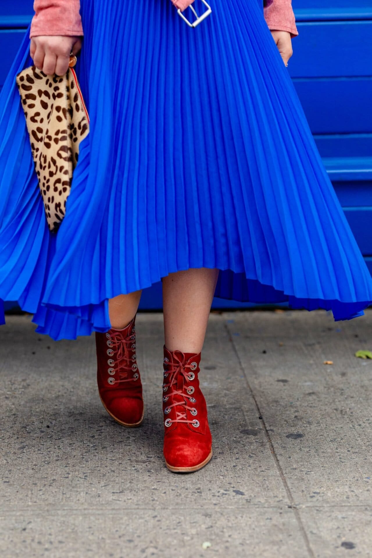 ALC Blue Dress with Suede Moto Look by Modnitsa Styling