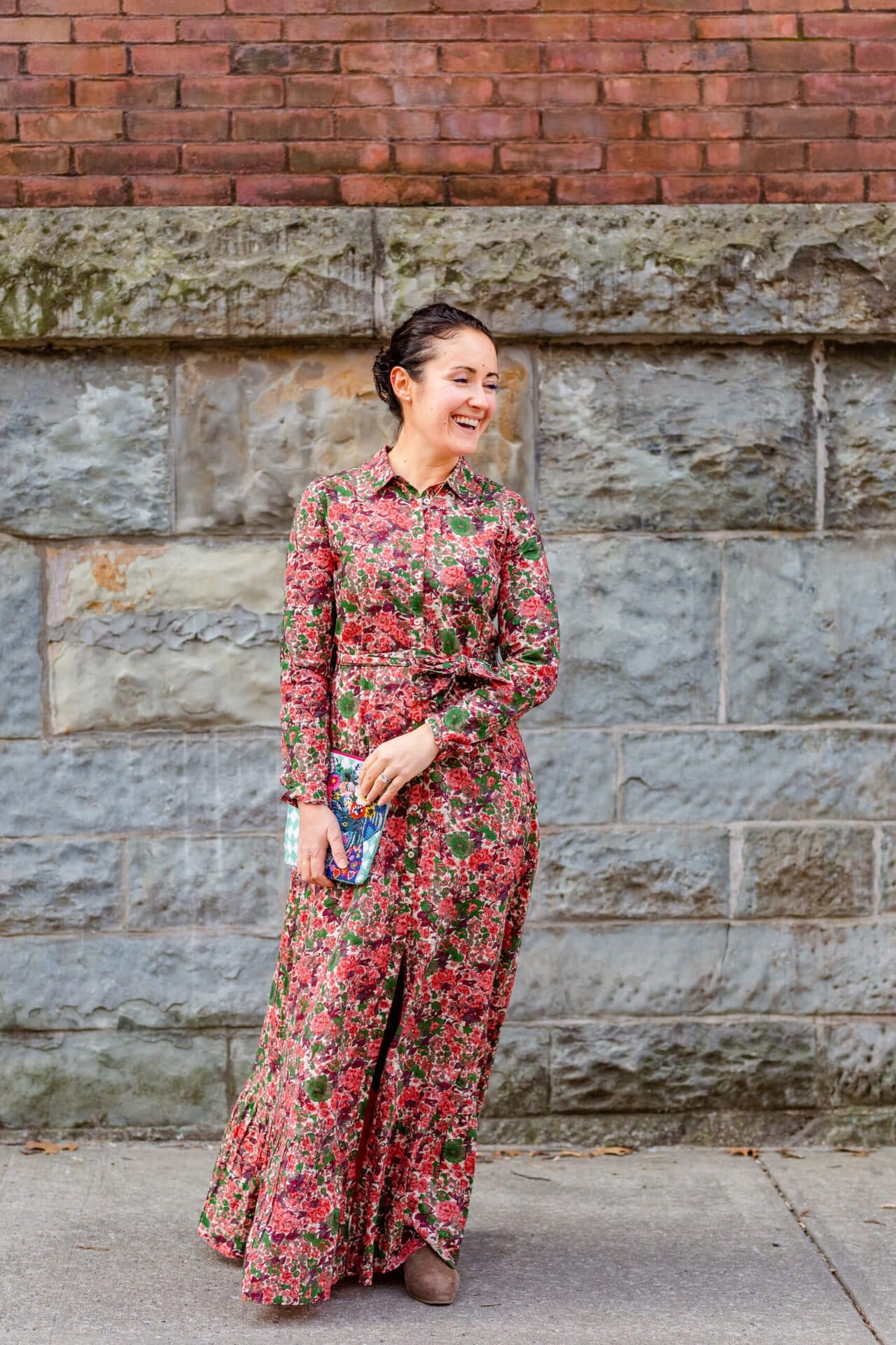 Sezane Floral Maxi Aquatalia Booties Elephant Clutch Free People Faux Fur Coat Look by Modnitsa Styling