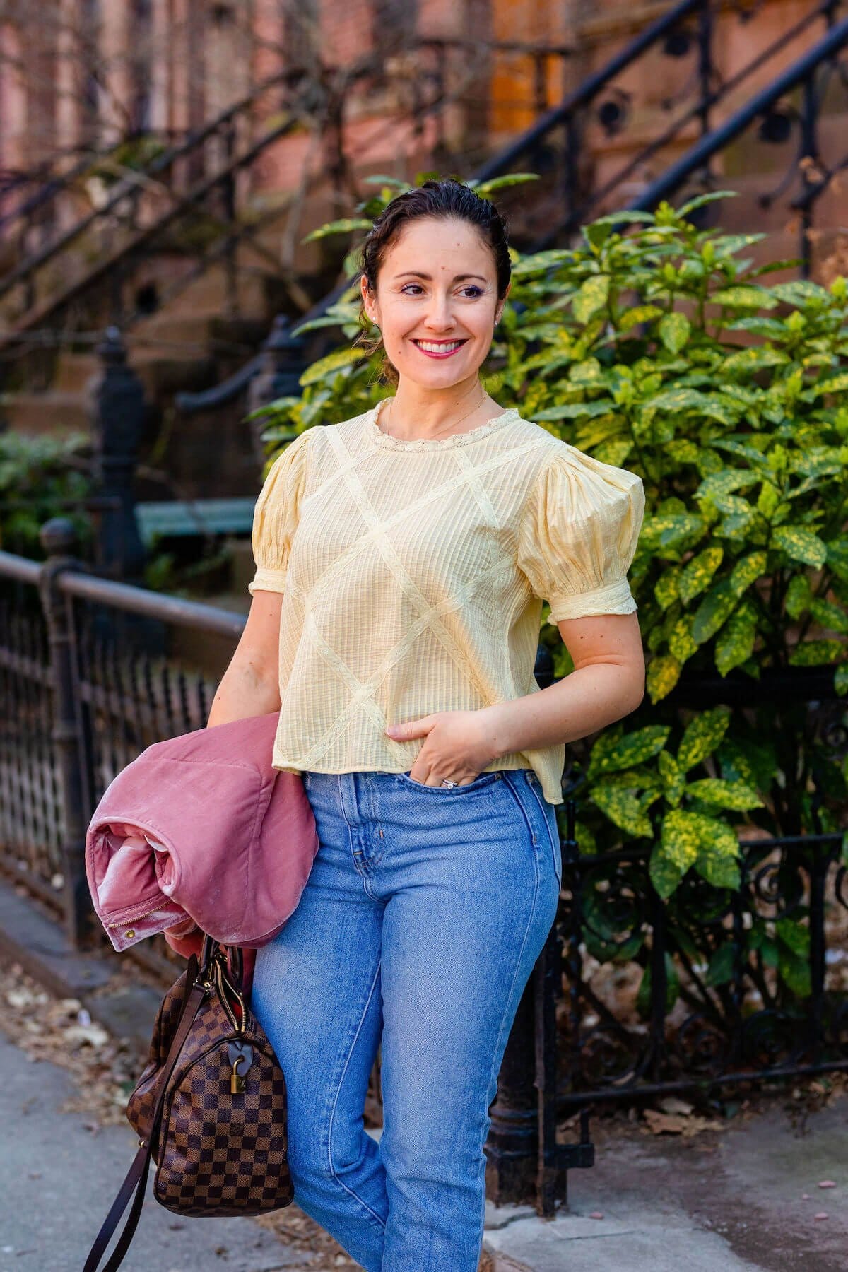 Sezane Bomber Jacket LoveshackFancy Top Madewell Jeans Coclico Booties Look. by Modnitsa Styling