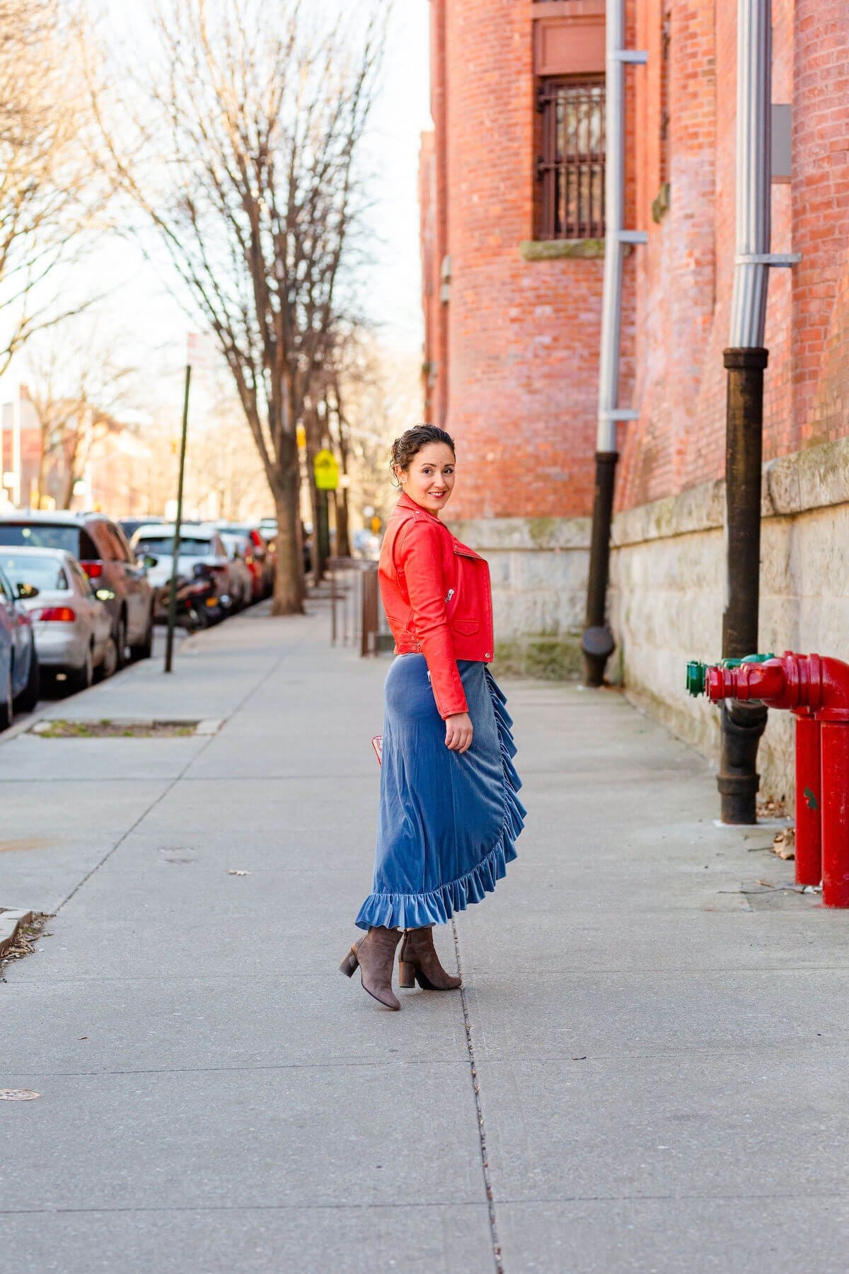 IRO Leather Jacket Misa Dress Coclico Booties Sofia Zakia Necklace Look by Modnitsa Styling