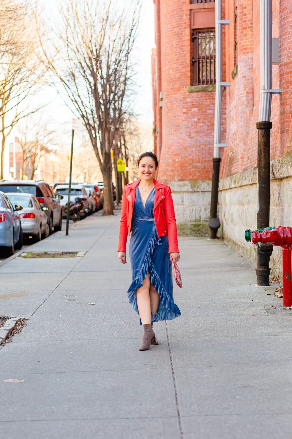 IRO Leather Jacket Misa Dress Coclico Booties Sofia Zakia Necklace Look by Modnitsa Styling