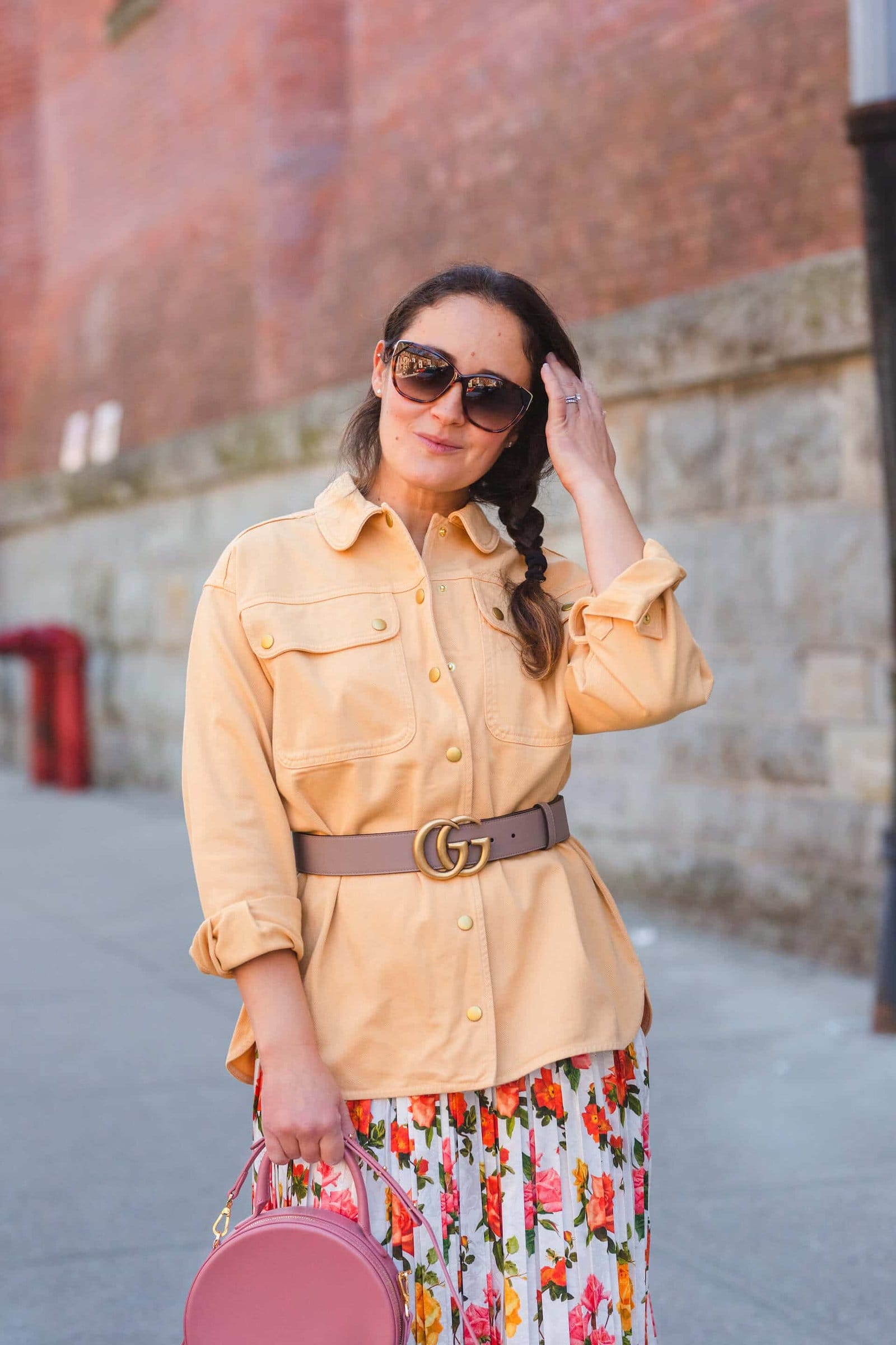 Commission Skirt Sezane Shirt GG Sneakers Spring Outfit by Modnitsa Styling