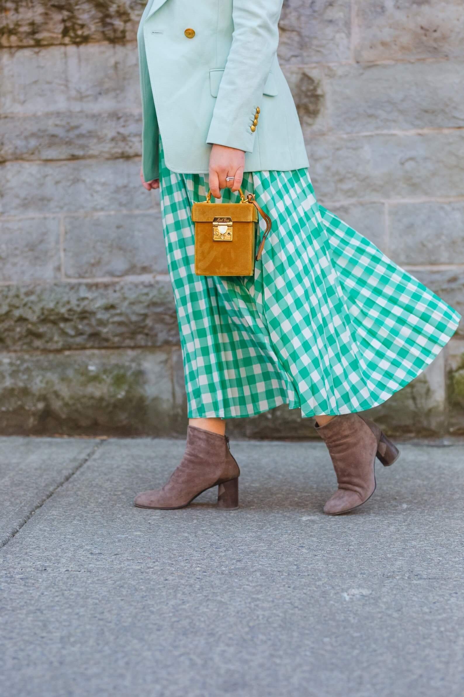 ALC Blazer Rachel Parcell Top Target Skirt Mark Cross Bag Coclico Booties Outfit by Modnitsa Styling