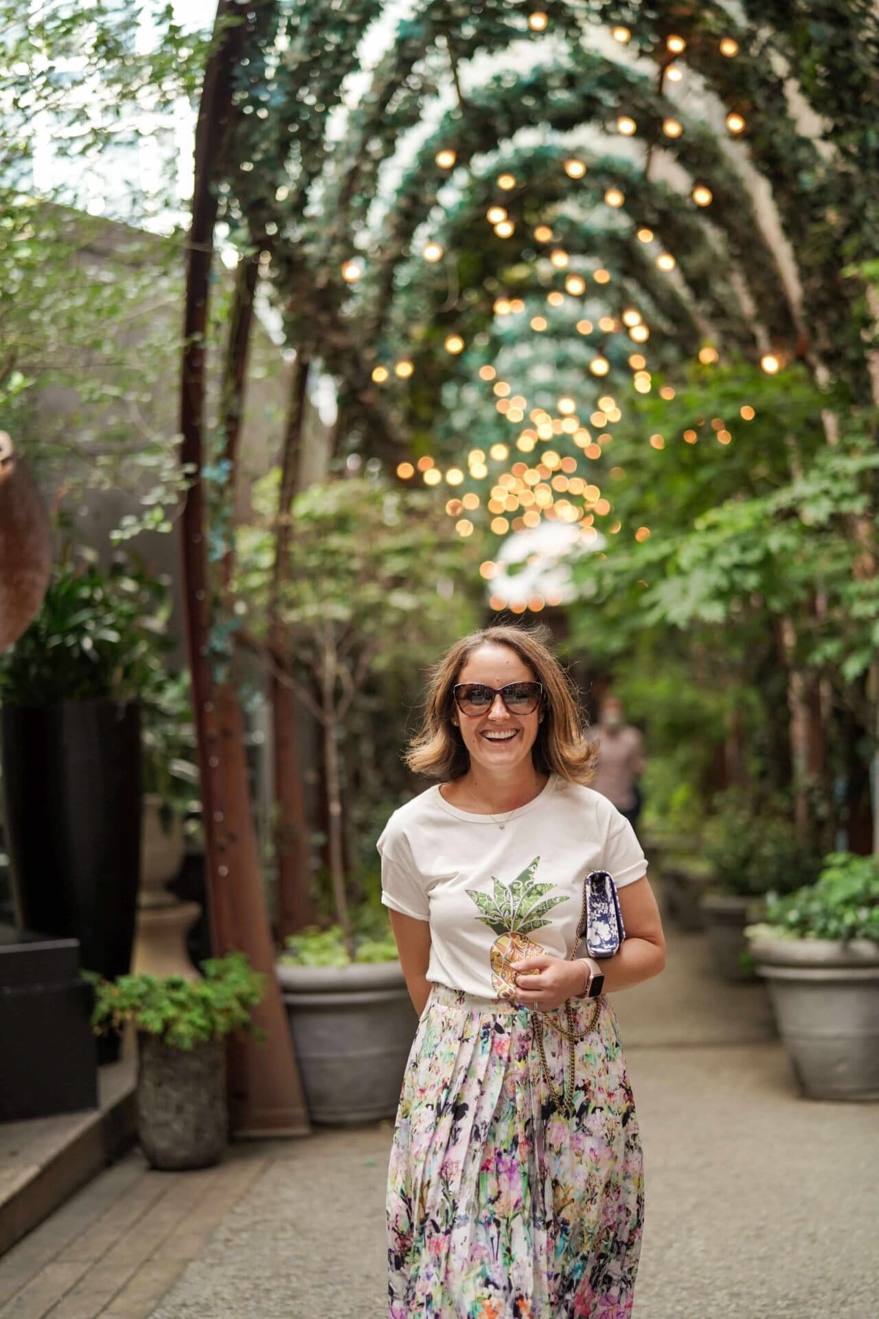 Anthropologie Skirt Farm Rio Top Coclico Shoes YSL Bag Outfit by Modnitsa Styling