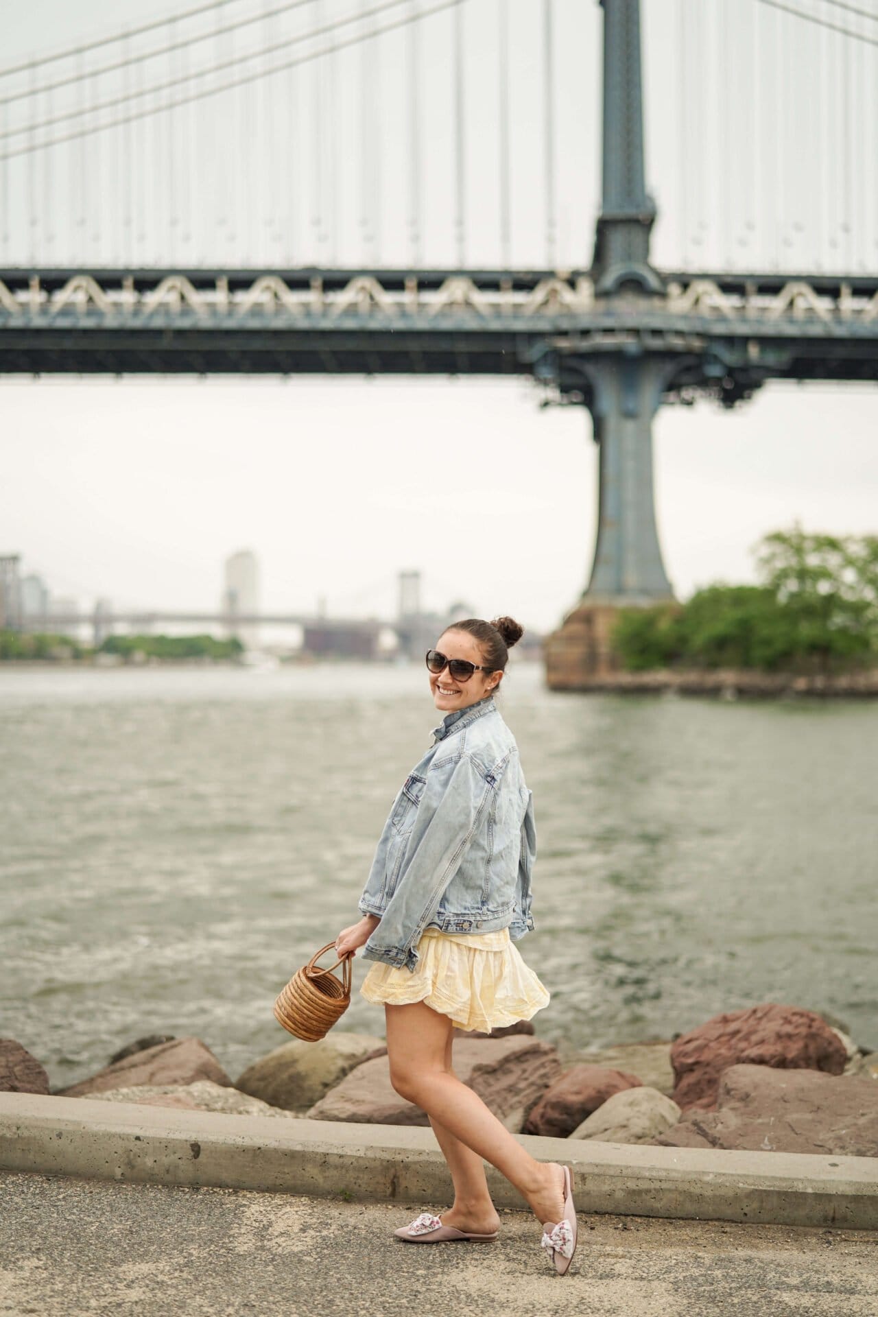 Loveshackfancy Yellow Dress Levis Jacket Margaux Shoes Cult Gaia Bag Outfit by Modnitsa Styling