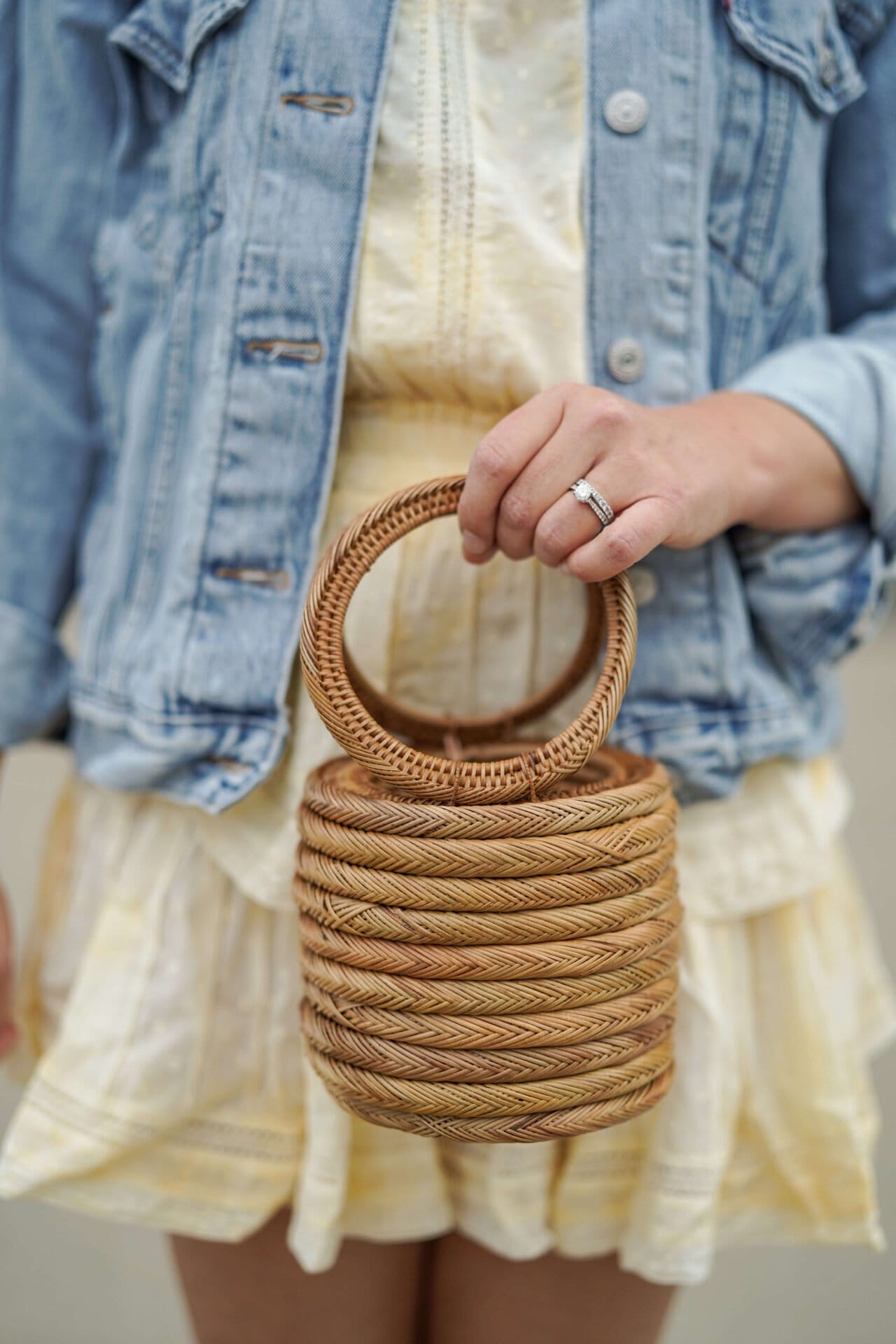 Loveshackfancy Yellow Dress Levis Jacket Margaux Shoes Cult Gaia Bag Outfit by Modnitsa Styling