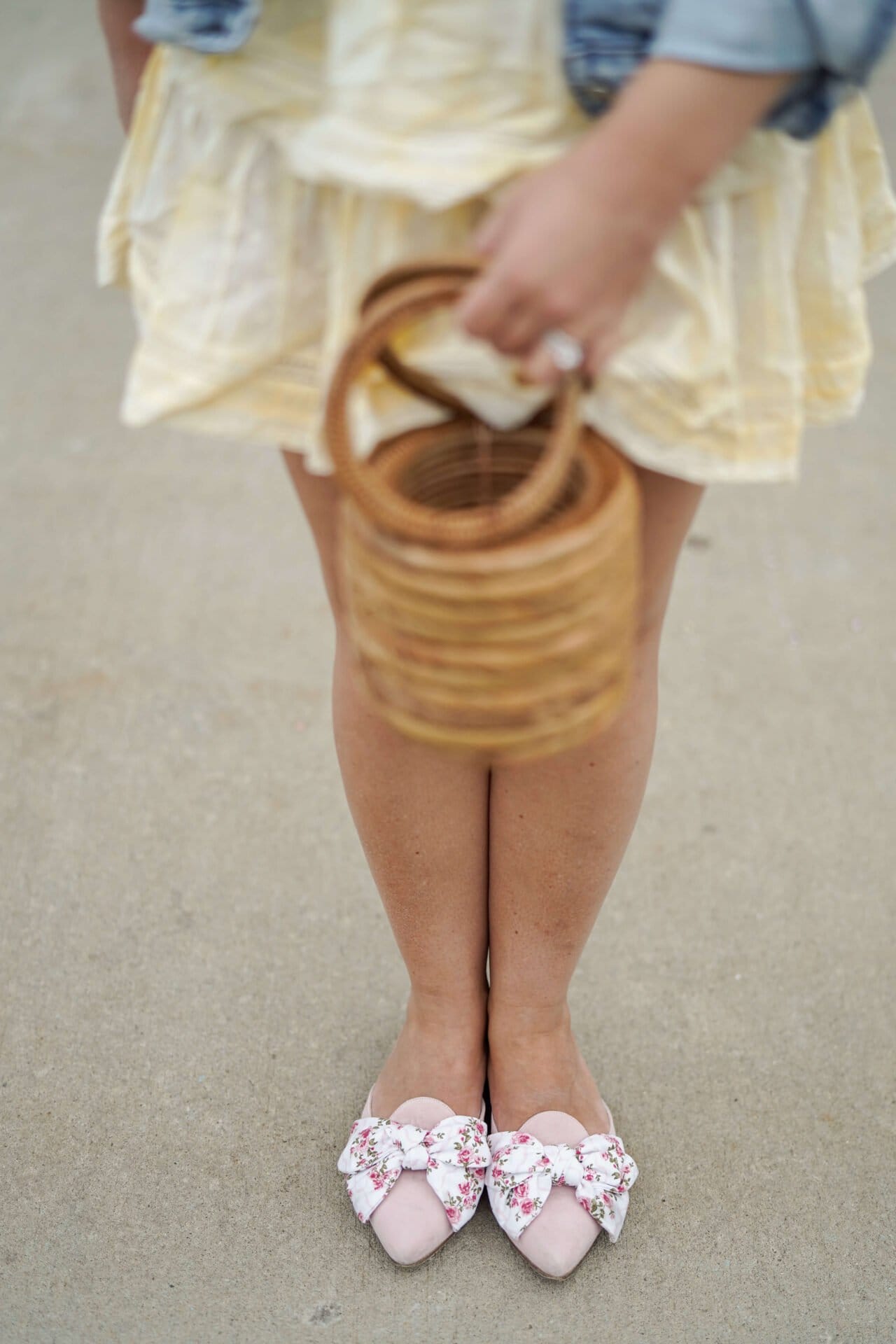 Loveshackfancy Yellow Dress Levis Jacket Margaux Shoes Cult Gaia Bag Outfit by Modnitsa Styling