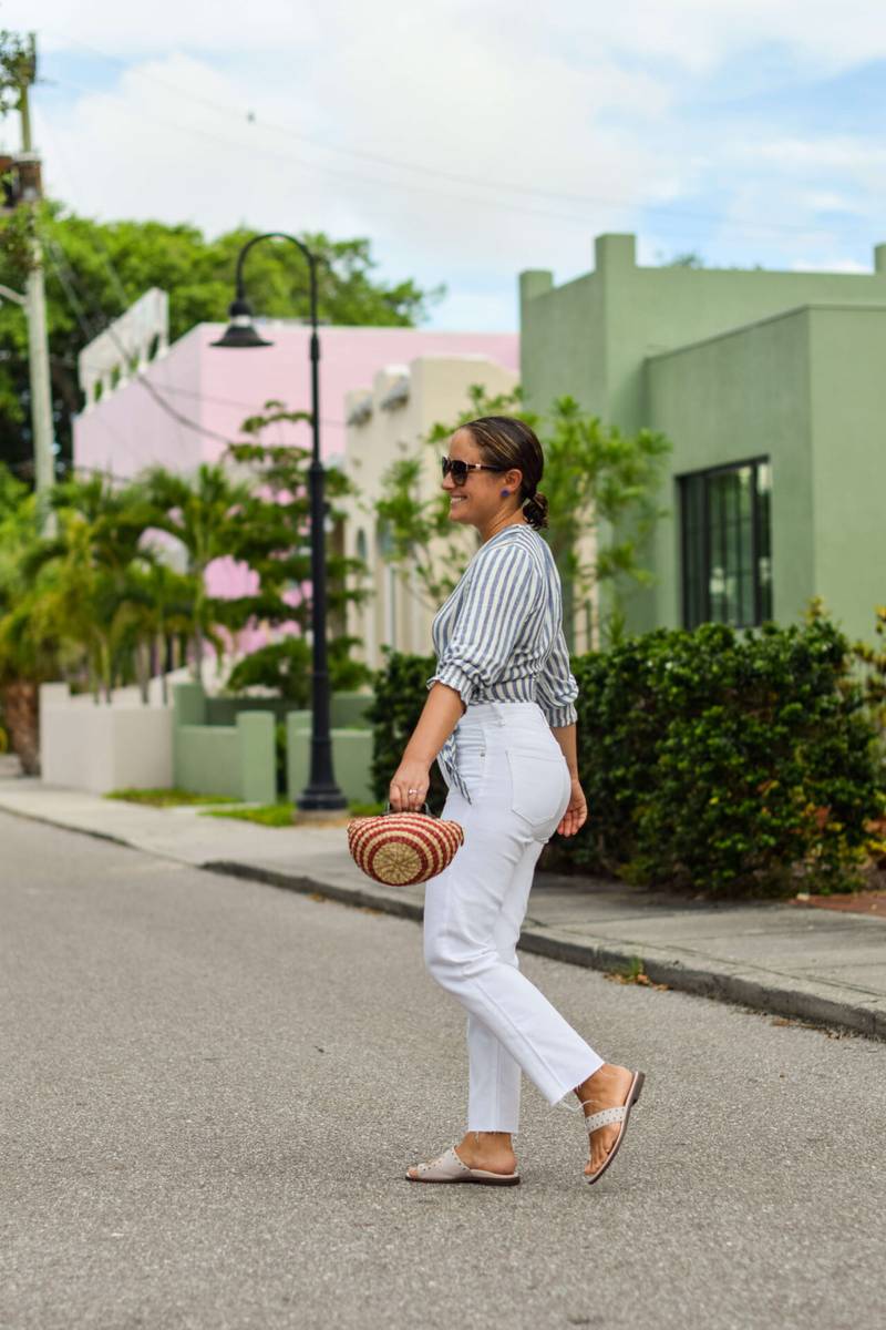 Rails Shirt Boyish Jeans Vionic Shoes Clare V Bag Outfit by Modnitsa Styling