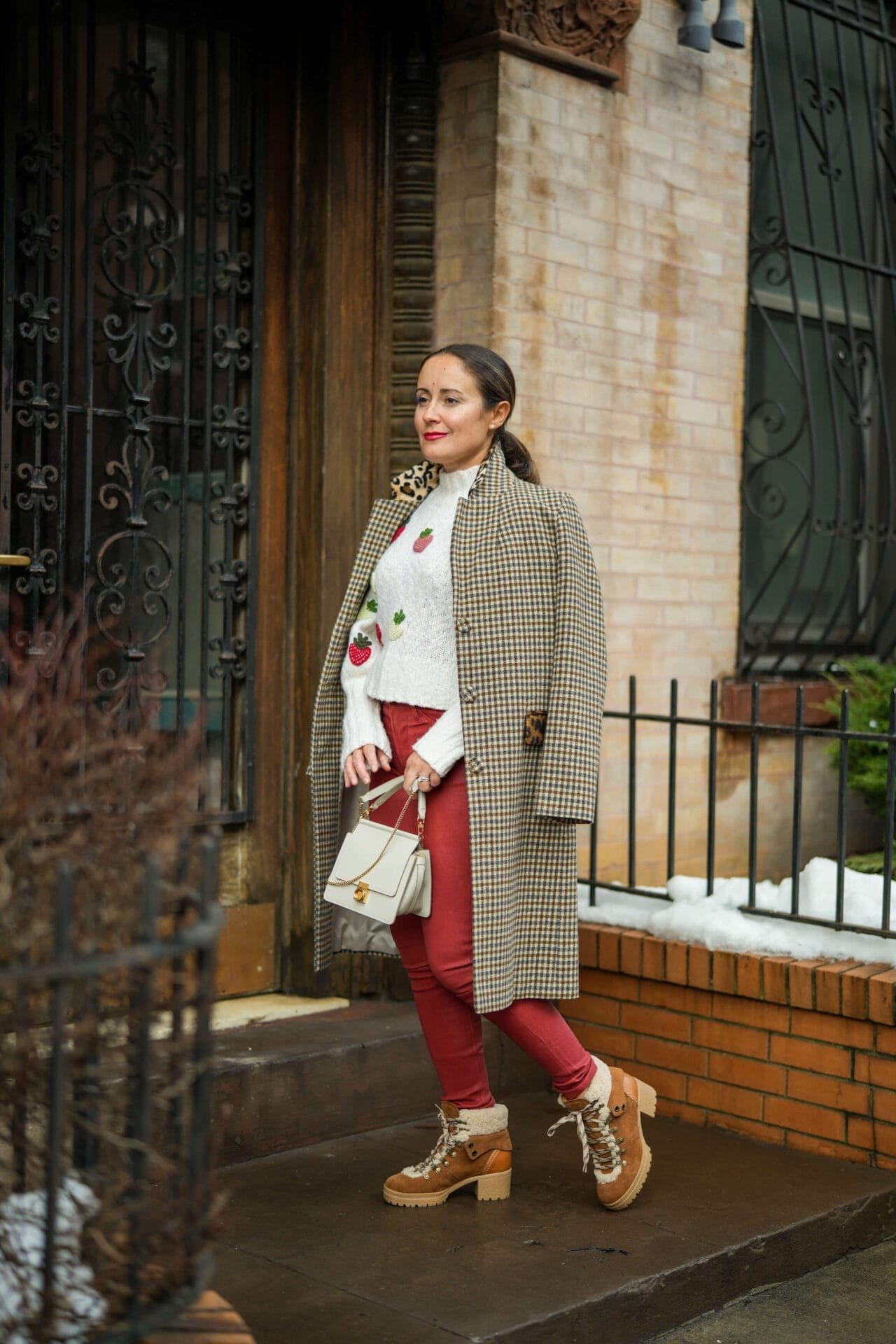 Sea Sweater Frame Leather Pants See by Chloe Boots Polene Bag Helene Berman Coat Outfit by Modnitsa Styling_