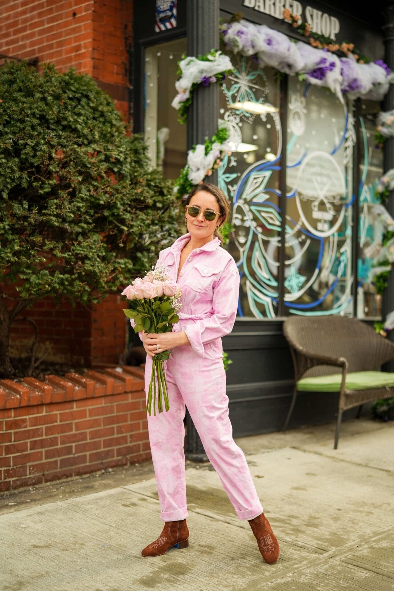 Loveshackfancy Jumper Ganni Bag See by Chloe Booties Garrett Leight Sunglasses Outfit by Modnitsa Styling