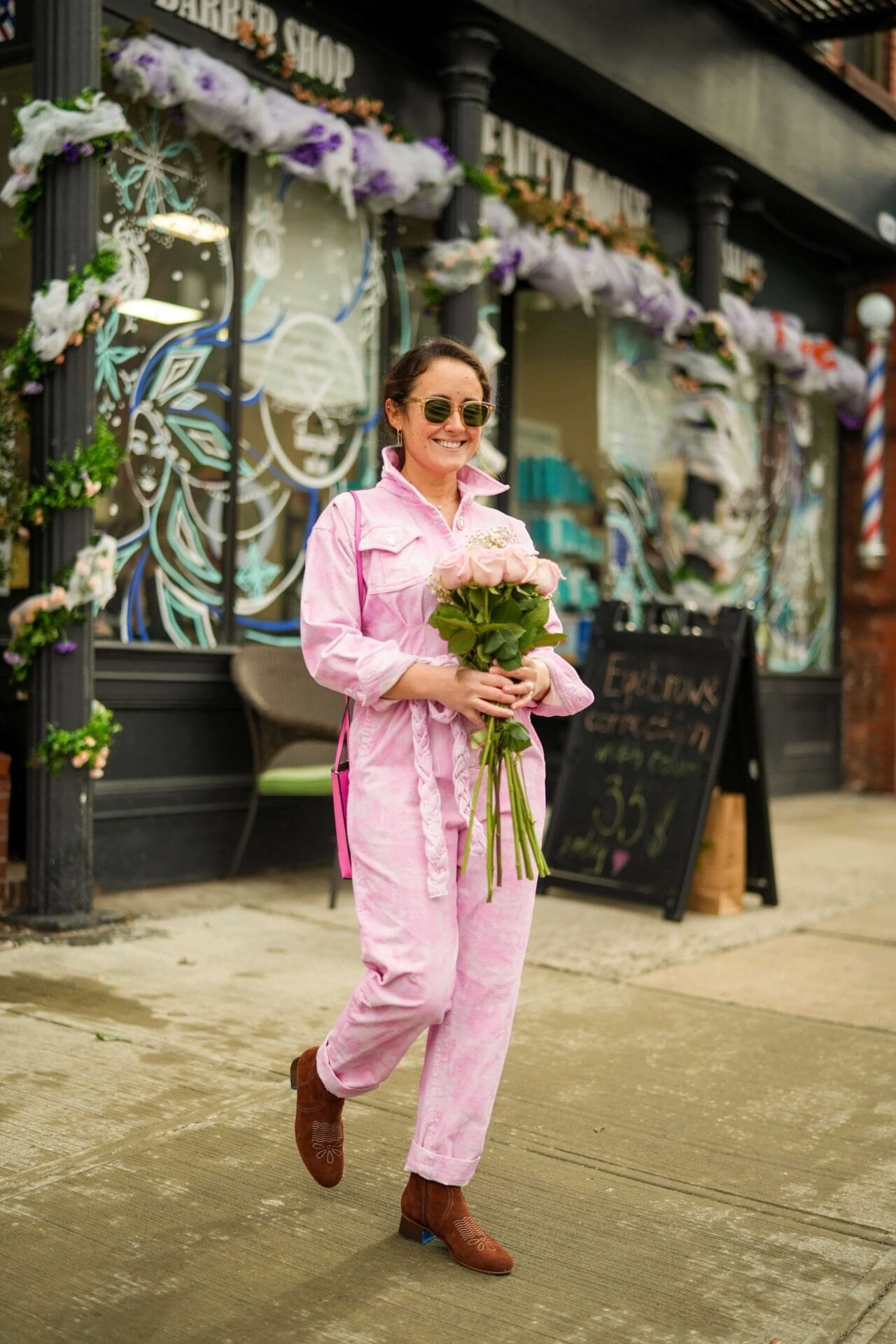 Loveshackfancy Jumper Ganni Bag See by Chloe Booties Garrett Leight Sunglasses Outfit by Modnitsa Styling