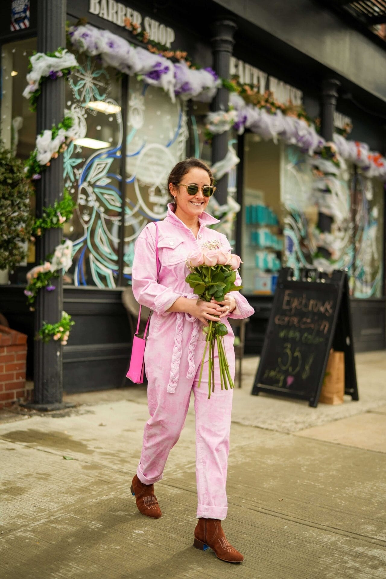 Loveshackfancy Jumper Ganni Bag See by Chloe Booties Garrett Leight Sunglasses Outfit by Modnitsa Styling