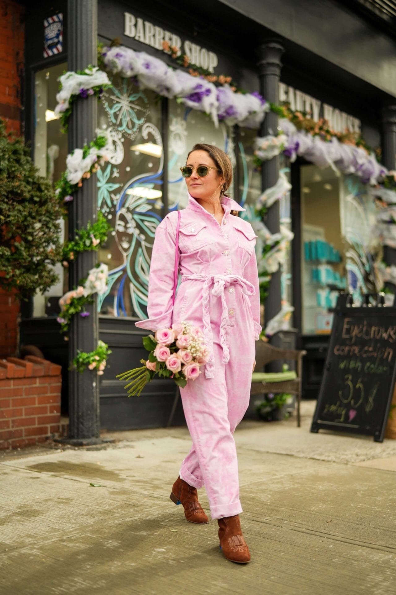 Loveshackfancy Jumper Ganni Bag See by Chloe Booties Garrett Leight Sunglasses Outfit by Modnitsa Styling