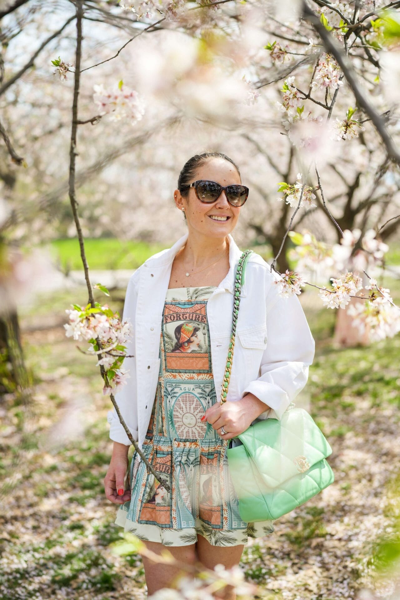 Agua Bendita Dress Castaner Espadrilles Agolde Jean Jacket Chanel Bag Outfit by Modnitsa Styling