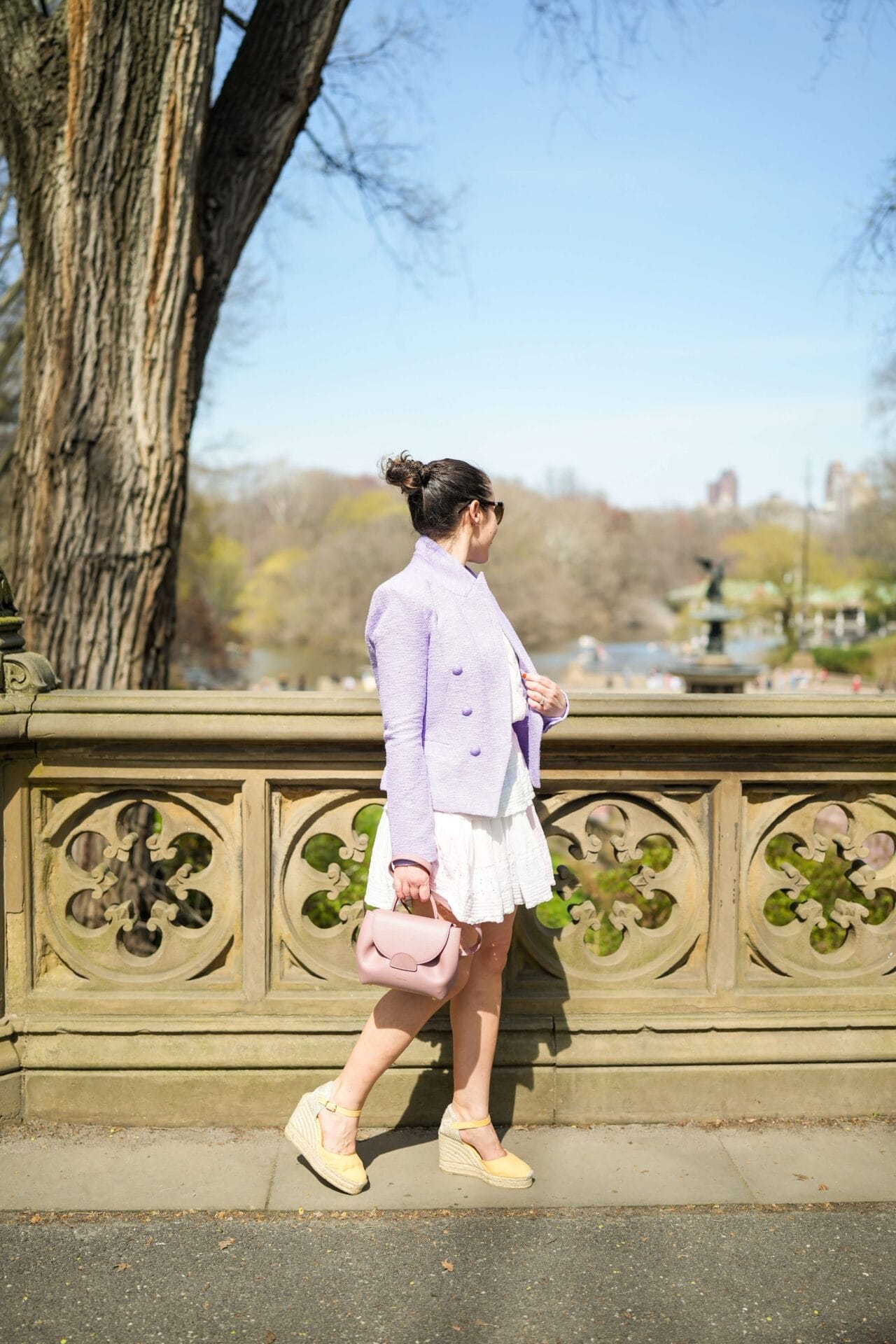 Loveshackfancy Dress Castaner Espadrilles L'Agence Blazer Polene Bag Outfit by Modnitsa Styling