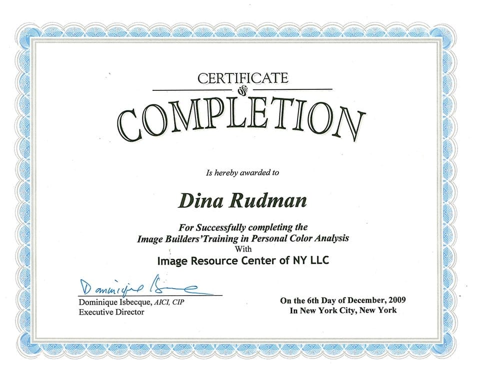 Image Resource Center (IRC), Certification in Color Analysis